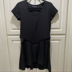 For Love & Lemons Black Mini Dress with Mesh Cutouts and Braided Waist Size SM